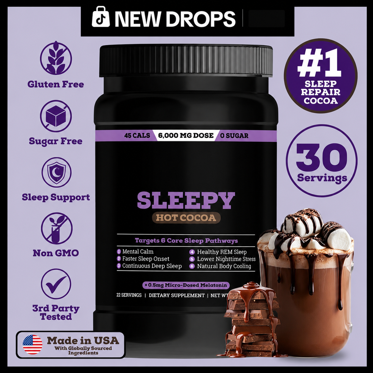 Sleepy Hot Cocoa – Support Relaxation, Restful Sleep & a Calmer Nighttime Routine