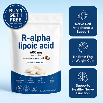 R-Alpha Lipoic Acid 600mg Softgels – Antioxidant, Cellular & Nerve Health Support