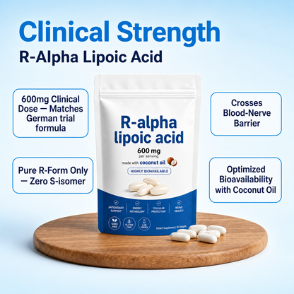 R-Alpha Lipoic Acid 600mg Softgels – Antioxidant, Cellular & Nerve Health Support