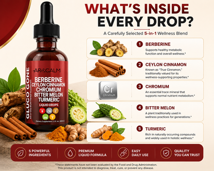 Berberine Liquid Drops with Ceylon Cinnamon & Herbal Blend – Blood Sugar Support – Berry Cinnamon Flavor (2 fl oz)
