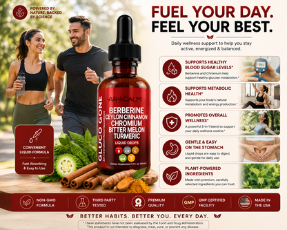 Berberine Liquid Drops with Ceylon Cinnamon & Herbal Blend – Blood Sugar Support – Berry Cinnamon Flavor (2 fl oz)